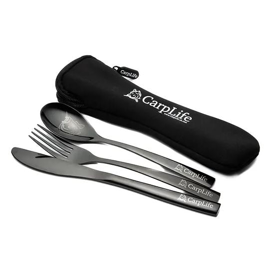 CarpLife's Black Etched Stainless Steel Cutlery Set