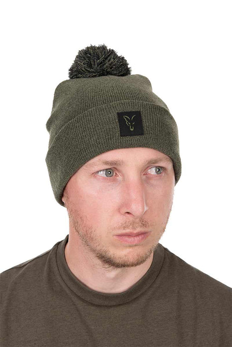 Fox Bobble Hat Green - Black