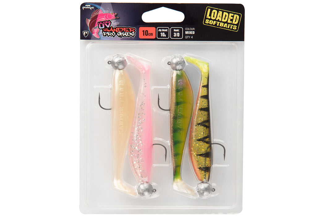 Fox Rage UV Zander Pro Loaded Shad Soft Lure Bait 12cm 12g 4/0 Hook