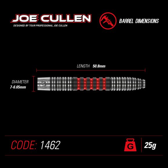 Winmau Joe Cullen SE Darts 90% Tungsten - Steel Tip 24g Dimensions 