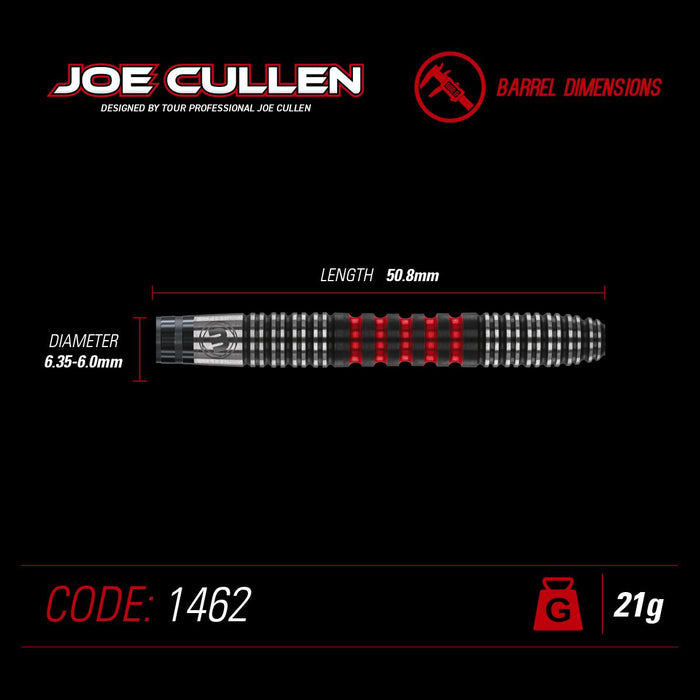 Winmau Joe Cullen SE Darts 90% Tungsten - Steel Tip 21g Dimentions