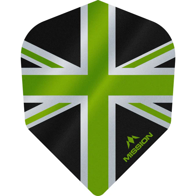 Mission Alliance Union Jack NO6 Dart Flights Green, Black & White