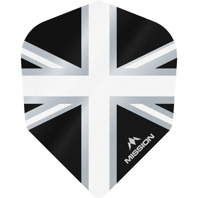Mission Alliance Union Jack NO6 Dart Flights, White, Black, Grey