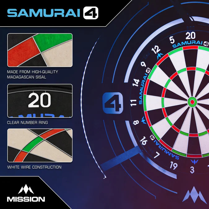 Mission Samurai 4 Professional Knife Wire White Spider Dartboard New 2025