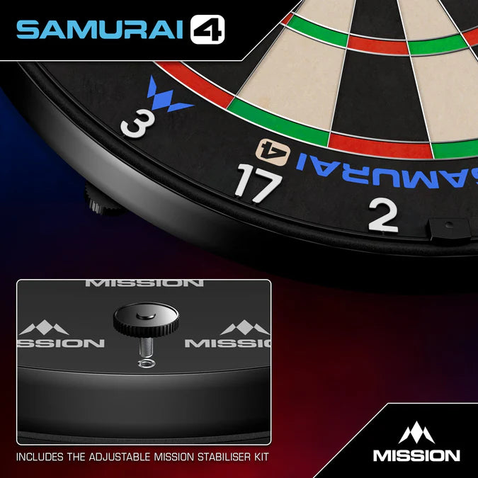 Mission Samurai 4 Professional Knife Wire White Spider Dartboard New 2025