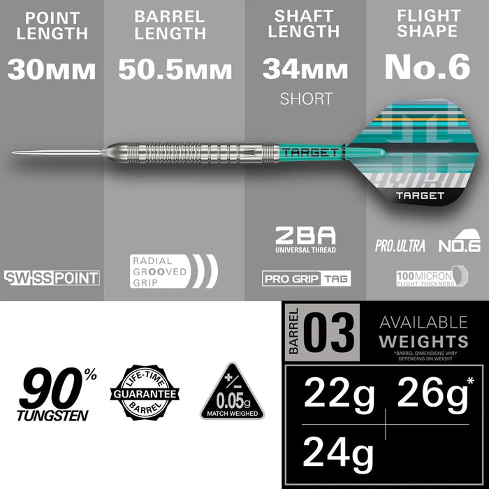 Target Hydro 03 - 90% Steel Tip Darts