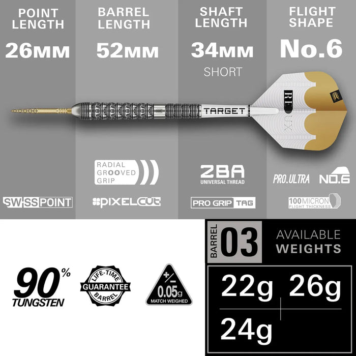 Target Redux 03 - 90% Tungsten SP Steel Tip Darts